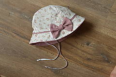 Detské čiapky - Letný utraľahký  klobúčik batist kvietky - 13519827_