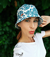 Čiapky, čelenky, klobúky - dámský bavlněný klobouk, modrobílý vzor 53/54cm - 13522207_