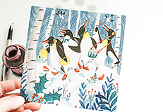 Papier - Pohľadnica "tučniaky kapela" - 13523063_