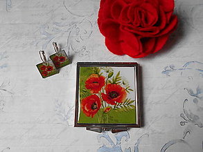 Zrkadielka - Červené maky (zrkadielko + náušničky) - 13525978_