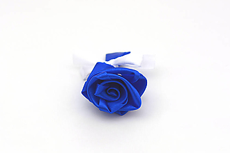 Svadobné pierka - Pierko kráľovská modrá-biela ruža stredné - 13525315_