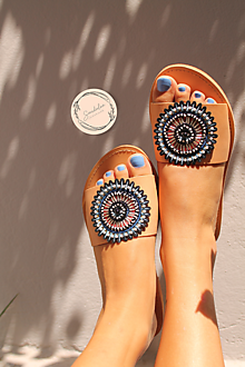 Ponožky, pančuchy, obuv - Greek Sun kožené sandále - 13525986_