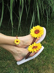 Ponožky, pančuchy, obuv - Plážová letná súprava - slnečnica - 13525061_