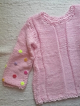 Detské oblečenie - Pulóvrik ružový s kvetinkami - 13527741_