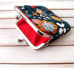 Peňaženky - Peňaženka mini Farebná kvietkovaná (Tmavozelená) - 13528275_