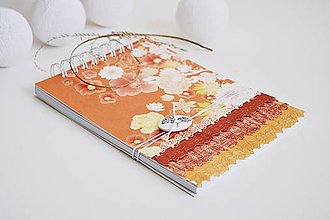 Papiernictvo - Blok/zápisník A5 - oranžové kvety (Kvety) - 13530362_