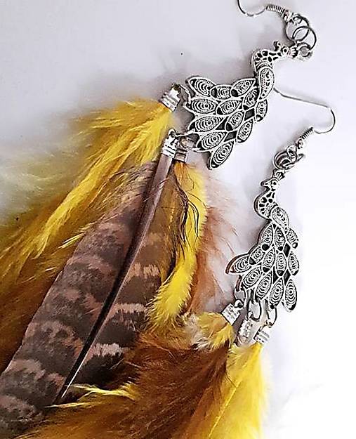 Náušnice - Náušnice perie - páv  - 13530592_