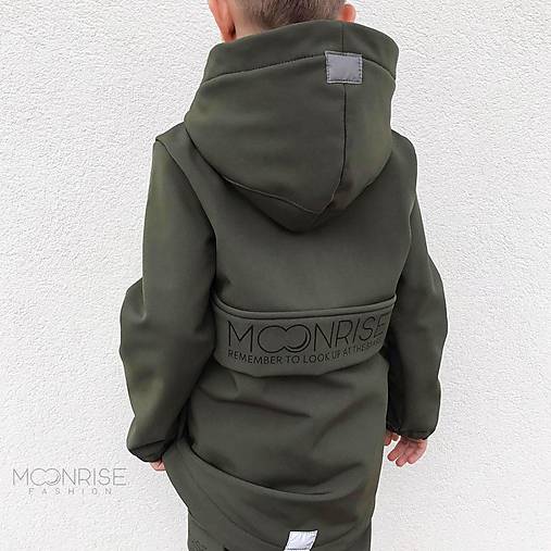 Detské oblečenie - Detská softshell bunda - look up at the stars khaki - 13531796_