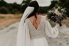 Šaty - Boho svadobné šaty s dlhým rukávom vhodné aj na leto - 13531552_