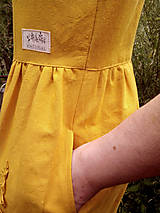 Šaty - Žlté ľanové šaty - 3D kvety (rôzne farby) - 13530875_