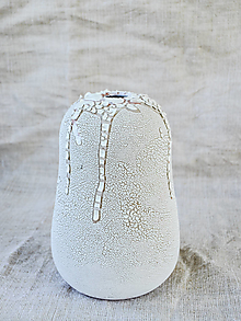Dekorácie - Krakelovaná váza biela - 13532846_