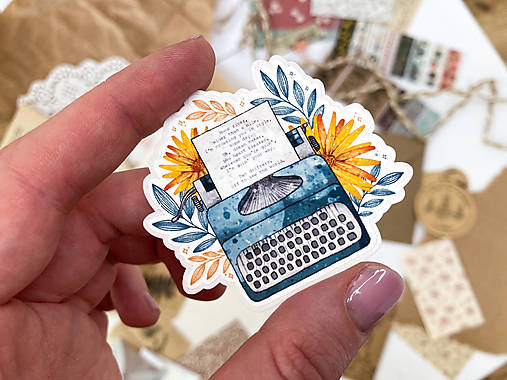 Papier - Samolepka  "typewriter" - 13537122_
