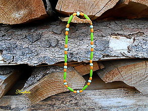 Detské doplnky - Korále drevené zelená,zelenkastá,oranžová - 13537348_