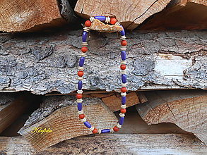 Pánske šperky - Korále drevené fialová, béžová, tehlová - 13537480_
