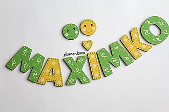 Tabuľky - Zeleno žlté 6 cm písmenká na stenu MAXIMKO - 13539232_