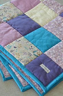 Detský textil - Hracia deka pre bábätko, Fialové vtáčiky, 120x120cm - 13537894_