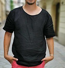 Pánske oblečenie - Pánske ľanové tričko Havran (iná zo vzorkovníka) - 13539258_