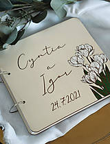 Papiernictvo - Svadobná kniha hostí, drevený fotoalbum - Tulipány, personalizovaný - 13541182_