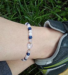 Náramky - Náramok na nohu z minerálov ruženín, lapis lazuli, krištáľ a opalit - 13540788_