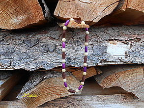 Detské doplnky - Korále drevené fialová, hnedá, béžová - 13541695_