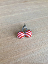 Náušnice - náušnice bielo červené - oceľ - 13540420_