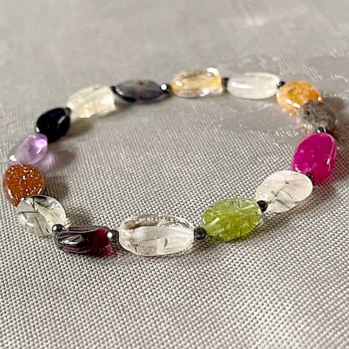 Elastic Mix Gemstone Bracelet / Elastický náramok mix minerálov P101