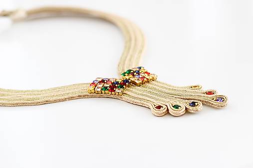 Soutache šujtášový náhrdelník s krištáľmi Nina Kolekcia
