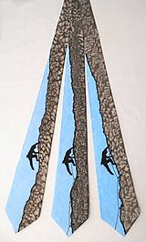 Pánske doplnky - Hedvábná kravata (nejen) pro horolezce - šedomodrá 12611940 - 13544090_