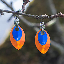 Náušnice - Náušnice Double Luxury (oranžová a modrá) - 13547584_