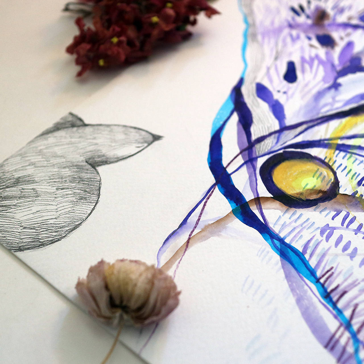 Do búrky letím/ originál akvarel