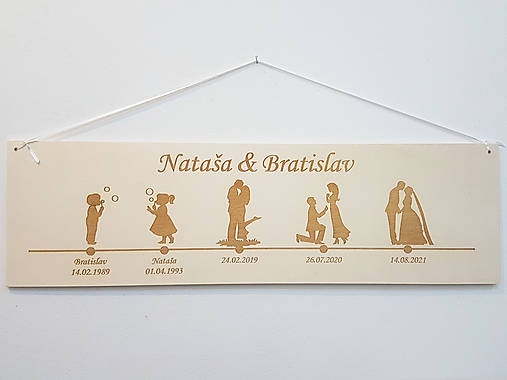 Dekorácie - Drevená tabuľka-Príbeh lásky 55cm - 13547193_
