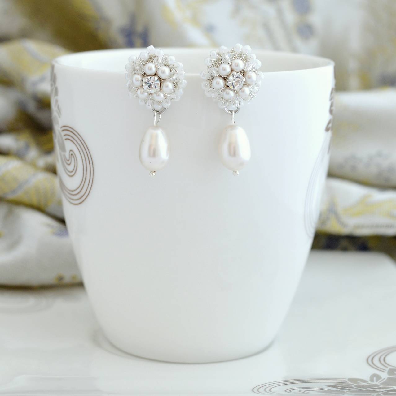 Vintage perlové náušnice (Ag925) (White)
