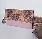 Peňaženky - Dámska korková peňaženka - ružová motýle - 13548425_