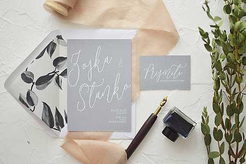 Papiernictvo - svadobné oznámenie "šedé" - 13548487_