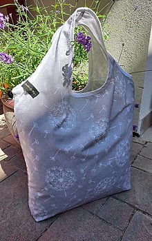 Nákupné tašky - Nákupná bavlnená taška  (Púpavy na sivej 42×42 cm) - 13551489_