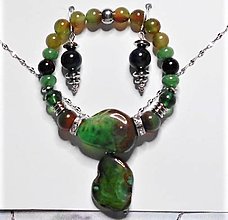 Sady šperkov - Achátové drúzy (Zeleno- hnedá) - 13550977_