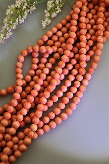 Minerály - koral oranž 6mm korálky - celá šnúra - 13551341_
