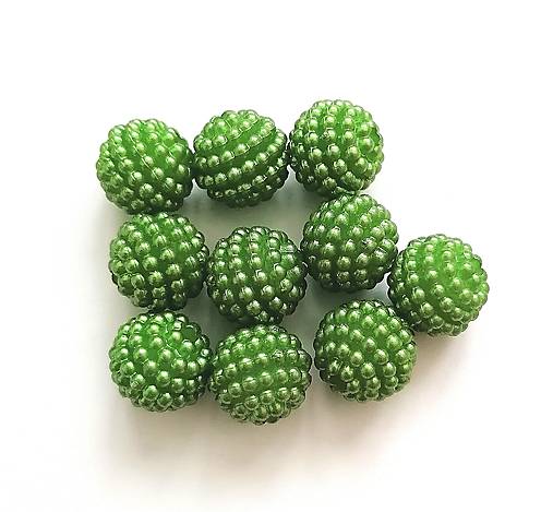 Korálky - Výpredaj Akrylové "Bubble" korálky 10 mm - 10 ks (Oliva) - 13551211_