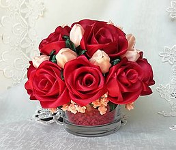 Dekorácie - Celoročný aranžmán z ruží, pivoniek a púčikov - 13551675_