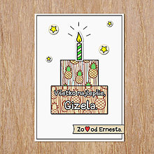 Papiernictvo - Pohľadnica torta pečená z lásky - ananásy - 13550646_
