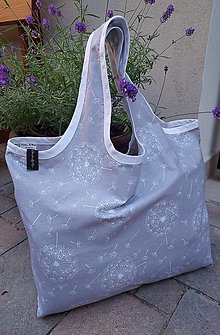 Nákupné tašky - Nákupná bavlnená taška  (Púpavy na sivej MAXI 53×40 cm) - 13554162_