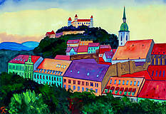 Obrazy - Bratislava obraz akvarel výtlačok (print) - 13557063_