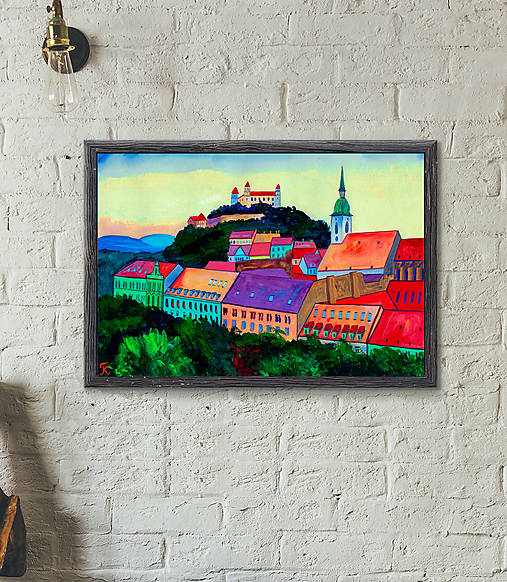 Obrazy - Bratislava obraz akvarel výtlačok (print) - 13557064_