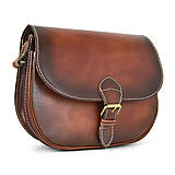 Kabelky - Rustikálna kožená kabelka, ručne tieňovaná v Cigaro farbe, pracka + vyťahovací zámok - 13557565_