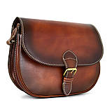 Kabelky - Rustikálna kožená kabelka, ručne tieňovaná v Cigaro farbe, pracka + vyťahovací zámok - 13557566_