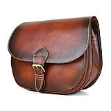 Kabelky - Rustikálna kožená kabelka, ručne tieňovaná v Cigaro farbe, pracka + vyťahovací zámok - 13557568_