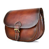 Kabelky - Rustikálna kožená kabelka, ručne tieňovaná v Cigaro farbe, pracka + vyťahovací zámok - 13557569_