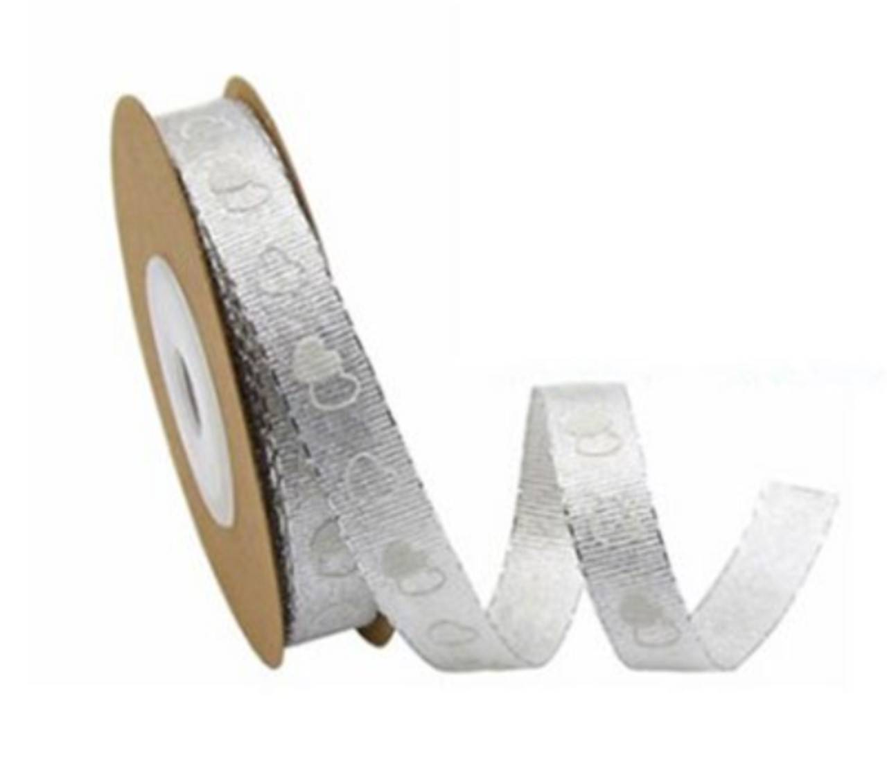 Stuha so srdiečkami cca. 10 mm / meter (Strieborná)