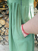 Šaty - Zelené ľanové šaty - 3D kvety (rôzne farby) - 13557619_