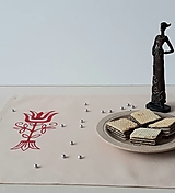Úžitkový textil - Maľované prestieranie pod tanier - béžová, 34 x 31 cm - 13558778_
